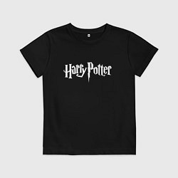 Футболка хлопковая детская Гарри Поттер логотип, цвет: черный