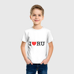 Футболка хлопковая детская I love RU (horizontal), цвет: белый — фото 2