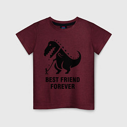 Футболка хлопковая детская Godzilla best friend, цвет: меланж-бордовый