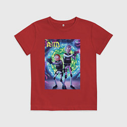 Футболка хлопковая детская Рик и Морти - космический спецназ, цвет: красный