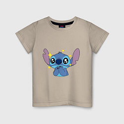 Футболка хлопковая детская Stitch stars, цвет: миндальный