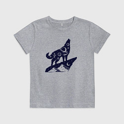 Футболка хлопковая детская Космический волк, цвет: меланж