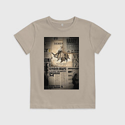 Футболка хлопковая детская Важные новости, цвет: миндальный