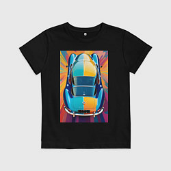Футболка хлопковая детская Яркий ретро автомобиль, цвет: черный