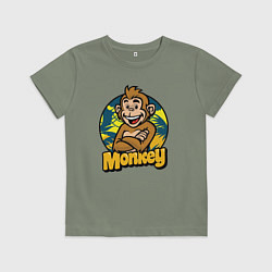 Футболка хлопковая детская Monkey jungle, цвет: авокадо