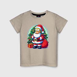 Футболка хлопковая детская Santa Simpson - ai art, цвет: миндальный