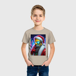 Футболка хлопковая детская Simpson Claus - cyberpunk, цвет: миндальный — фото 2