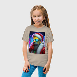 Футболка хлопковая детская Simpson Claus - cyberpunk, цвет: миндальный — фото 2