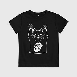 Футболка хлопковая детская Rolling Stones - cat rock, цвет: черный