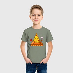Футболка хлопковая детская Pizza yoga, цвет: авокадо — фото 2