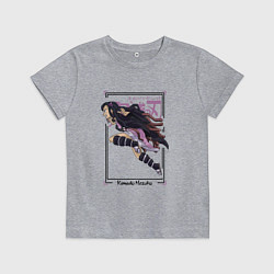 Футболка хлопковая детская Клинок рассекающий демонов: Незуко Камадо, цвет: меланж