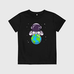 Футболка хлопковая детская Моя земля, цвет: черный