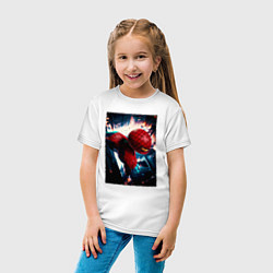 Футболка хлопковая детская Человек паук над ночным городом, цвет: белый — фото 2