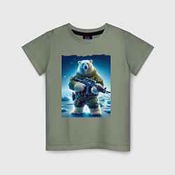 Футболка хлопковая детская Polar bear - special forces, цвет: авокадо