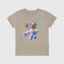 Футболка хлопковая детская Гомер Симпсон в открытом космосе, цвет: миндальный