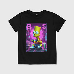 Футболка хлопковая детская Bart Simpson - cool gamer, цвет: черный