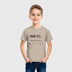 Футболка хлопковая детская Time to aliens, цвет: миндальный — фото 2