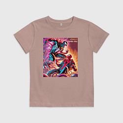Футболка хлопковая детская Spider-man vs Venom ai art fantasy, цвет: пыльно-розовый