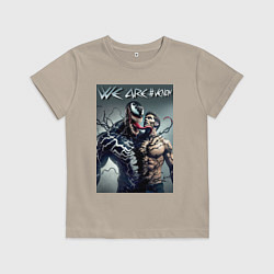 Футболка хлопковая детская Eddie and Venom - ai art fantasy, цвет: миндальный