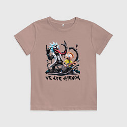 Футболка хлопковая детская Рок группа Рика-Венома и Морти, цвет: пыльно-розовый