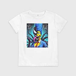 Футболка хлопковая детская Веном вселился в Мардж Симпсон - прикол, цвет: белый