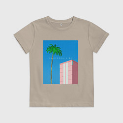 Футболка хлопковая детская Калифорния вайб, цвет: миндальный