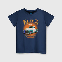 Футболка хлопковая детская Ретро гараж и автомобиль Chevrolet Thriftmaster, цвет: тёмно-синий