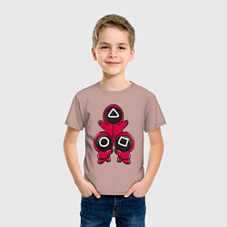Футболка хлопковая детская Squid game little men, цвет: пыльно-розовый — фото 2