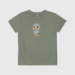 Футболка хлопковая детская Серая уточка, цвет: авокадо