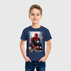 Футболка хлопковая детская Человек-паук на страже справедливости, цвет: тёмно-синий — фото 2