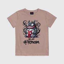 Футболка хлопковая детская Totoro-Venom and Spider-man, цвет: пыльно-розовый