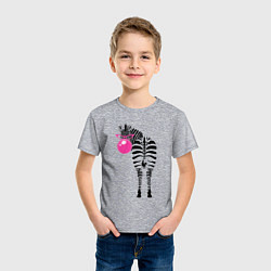 Футболка хлопковая детская Зебра в розовых очках, цвет: меланж — фото 2