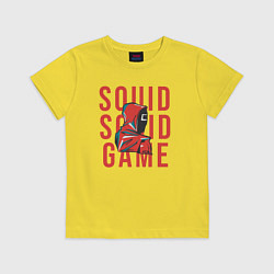 Футболка хлопковая детская Squid squid game, цвет: желтый