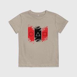 Футболка хлопковая детская Squid game logos, цвет: миндальный