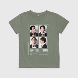 Футболка хлопковая детская Jungkook bts 4cut, цвет: авокадо