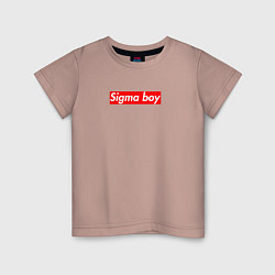 Футболка хлопковая детская Сигма бой supreme style из песни мерч - тик-ток ме, цвет: пыльно-розовый