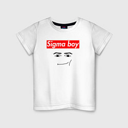 Футболка хлопковая детская Sigma boy roblox face - gaming meme collab, цвет: белый