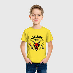 Футболка хлопковая детская Stranger things - hellfire club, цвет: желтый — фото 2