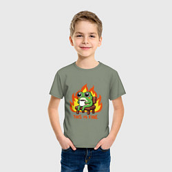 Футболка хлопковая детская Frog - this is fine, цвет: авокадо — фото 2
