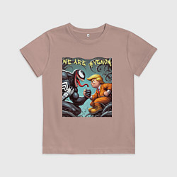 Футболка хлопковая детская Donald Trump and Venom - ai art fantasy, цвет: пыльно-розовый