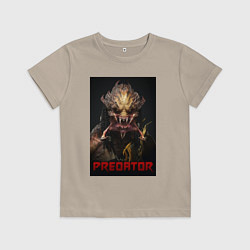Футболка хлопковая детская Хищник - рык, цвет: миндальный