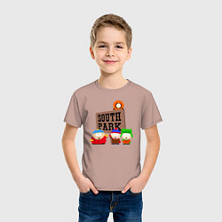 Футболка хлопковая детская Персонажи Южный парк, цвет: пыльно-розовый — фото 2