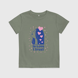 Футболка хлопковая детская Верю в любовь, цвет: авокадо