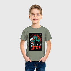 Футболка хлопковая детская Годзилла поп-арт, цвет: авокадо — фото 2