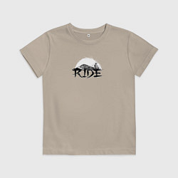 Футболка хлопковая детская Езда на велосипеде с медведями, цвет: миндальный