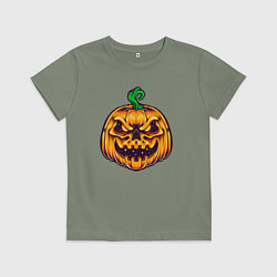 Футболка хлопковая детская Halloween pumpkin, цвет: авокадо