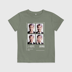 Футболка хлопковая детская Hoseok bts 4cut, цвет: авокадо