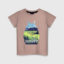 Футболка хлопковая детская Nature Totoro, цвет: пыльно-розовый