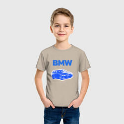 Футболка хлопковая детская Blue bmw, цвет: миндальный — фото 2