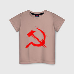 Футболка хлопковая детская Sickle and hammer red paint, цвет: пыльно-розовый